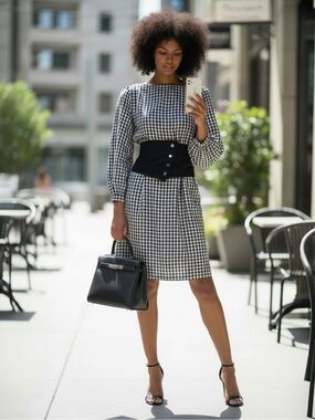 NWT TIBI Gingham Corset Dress Size 4 $525